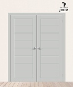 Двойная межкомнатная дверь ПЭТ Браво-20 Grey Silk