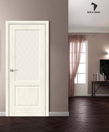 Межкомнатная дверь с экошпоном Неоклассик-33 Nordic Oak/White Сrystal