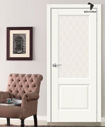 Межкомнатная дверь с экошпоном Неоклассик-33 White Wood/White Сrystal