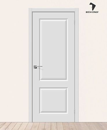 Межкомнатная дверь с ПВХ-пленкой Скинни-12 Белая 550х1900 мм