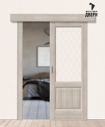 Межкомнатная дверь-купе с экошпоном Неоклассик-33 Cappuccino Melinga/White Сrystal