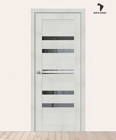 Межкомнатная дверь с экошпоном Браво-30 Bianco Veralinga/Mirox Grey 600х2000 мм