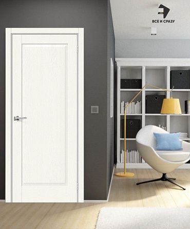 Межкомнатная дверь с экошпоном Прима-10 White Wood