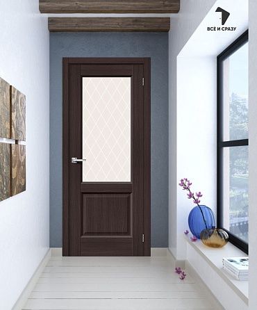 Межкомнатная дверь с экошпоном Неоклассик-33 Wenge Melinga / White Сrystal