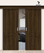 Межкомнатная двойная дверь-купе с ПВХ-пленкой Альфа-1 Dark Barnwood