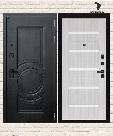 Входная дверь GRAND 01 — Сандал белый, стекло белое 205х88 Левая