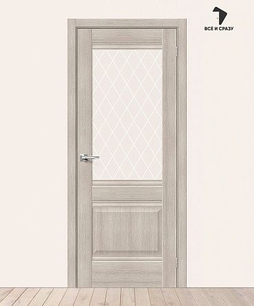 Межкомнатная дверь с экошпоном Прима-3 Cappuccino Melinga/White Сrystal 600х2000 мм
