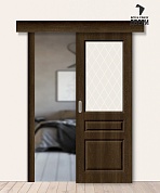 Межкомнатная дверь-купе с ПВХ-пленкой Скинни-15 Dark Barnwood