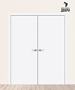 Двойная межкомнатная дверь ПЭТ Браво-0.П White Silk