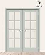 Двойная межкомнатная дверь Эмалит Прима-11.1 Grey Matt