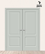 Двойная межкомнатная дверь Эмалит Неоклассик-32 Grey Matt