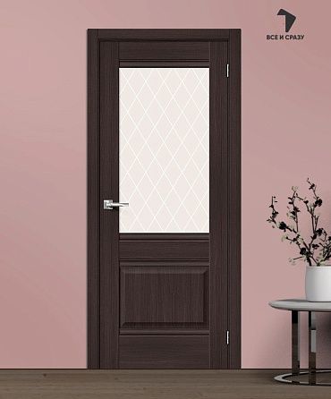 Межкомнатная дверь с экошпоном Прима-3 Wenge Melinga/White Сrystal