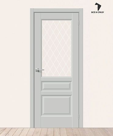 Межкомнатная дверь Эмалит Неоклассик-35 Grey Matt/White Сrystal 600х2000 мм