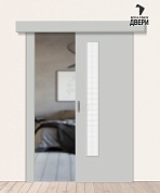 Межкомнатная дверь-купе с покрытием винил Браво-9 Grey Pro/Wired Glass 12,5