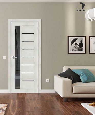Межкомнатная дверь с экошпоном Браво-27 Bianco Veralinga/Mirox Grey