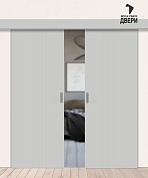 Межкомнатная двойная дверь-купе с покрытием винил Граффити-21 Grey Pro