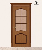 Межкомнатная шпонированная дверь Каролина со стеклом Орех файн-лайн