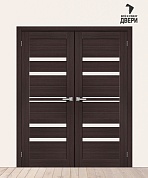 Двойная межкомнатная дверь с экошпоном Браво-30 Wenge Melinga/Magic Fog