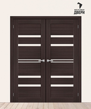 Двойная межкомнатная дверь с экошпоном Браво-30 Wenge Melinga/Magic Fog 600+600х2000 мм
