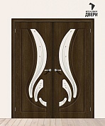 Двойная межкомнатная дверь с ПВХ-пленкой Лотос-2 Dark Barnwood