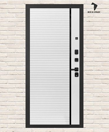 Входная дверь АКУСТИК 22 — Белый софт, черная вставка