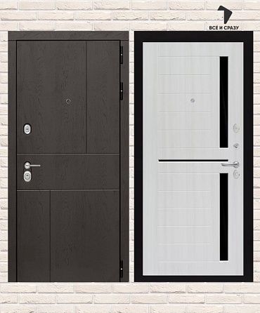Входная дверь URBAN 02 — Сандал белый, стекло черное 205х88 Левая