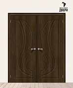 Двойная межкомнатная дверь с ПВХ-пленкой Лотос-1 Dark Barnwood
