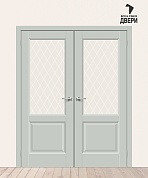 Двойная межкомнатная дверь Эмалит Неоклассик-33 Grey Matt
