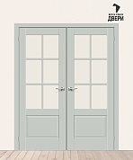 Двойная межкомнатная дверь Эмалит Прима-13.0.1 Grey Matt