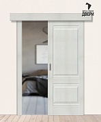 Межкомнатная дверь-купе с экошпоном Прима-2 Bianco Veralinga