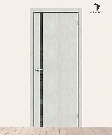 Межкомнатная дверь с экошпоном Браво-1.55 Bianco Veralinga/Mirox Grey 600х2000 мм