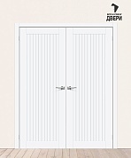 Двойная межкомнатная дверь ПЭТ Браво-40 White Silk
