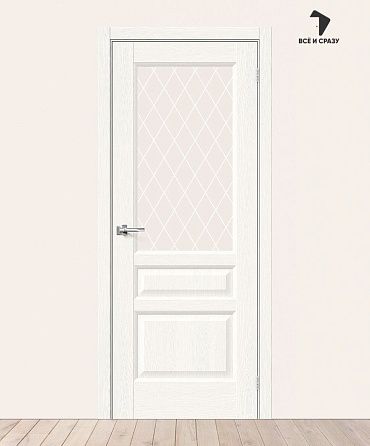 Межкомнатная дверь с экошпоном Неоклассик-35 White Wood/White Сrystal 600х2000 мм