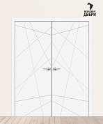 Двойная межкомнатная дверь ПЭТ Граффити-5.Д.П White Silk