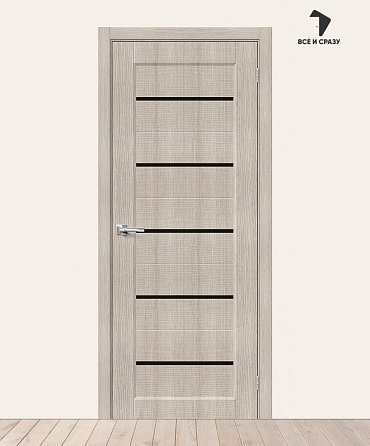 Межкомнатная дверь с экошпоном Мода-22 Black Line Cappuccino Melinga 600х2000 мм