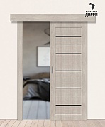 Межкомнатная дверь-купе с экошпоном Мода-22 Black Line Cappuccino Melinga