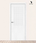 Межкомнатная дверь с экошпоном Браво-7 Snow Melinga/Wired Glass 12,5