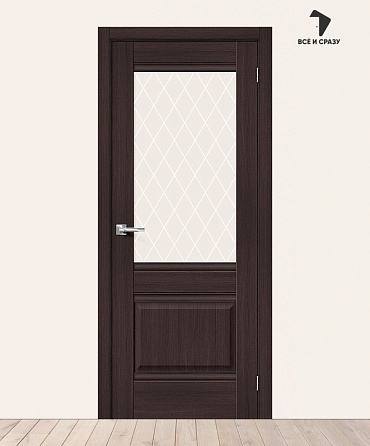 Межкомнатная дверь с экошпоном Прима-3 Wenge Melinga/White Сrystal 600х2000 мм