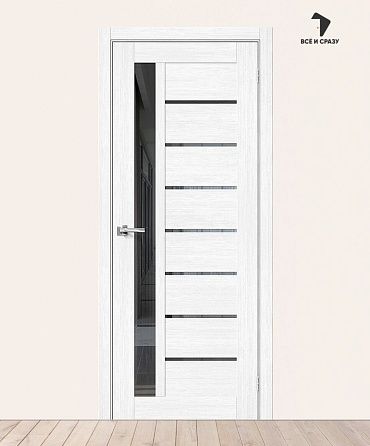 Межкомнатная дверь с экошпоном Браво-27 Snow Melinga/Mirox Grey 600х2000 мм
