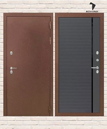 Входная дверь ТЕРМО МАГНИТ 22 — Графит софт, черная вставка 205х88 Левая
