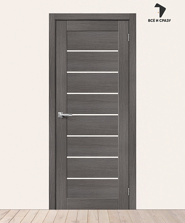 Межкомнатная дверь с экошпоном Браво-22 Grey Melinga/Magic Fog 550х1900 мм