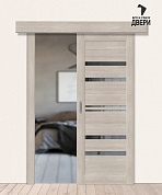 Межкомнатная дверь-купе с экошпоном Браво-30 Cappuccino Melinga/Mirox Grey