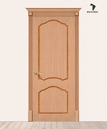 Межкомнатная шпонированная дверь Каролина Дуб файн-лайн 550х1900 мм