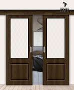 Межкомнатная двойная дверь-купе с ПВХ-пленкой Скинни-13 Dark Barnwood