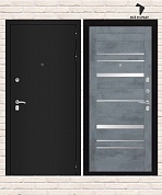 Входная дверь CLASSIC Шагрень черная 20 — Бетон темный, зеркальные вставки