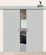 Межкомнатная двойная дверь-купе с покрытием винил Граффити-32 Grey Pro