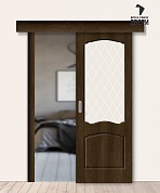Межкомнатная дверь-купе с ПВХ-пленкой Альфа-2 Dark Barnwood