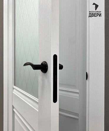 Межкомнатная дверь с экошпоном Прима-3 Snow Melinga/White Сrystal
