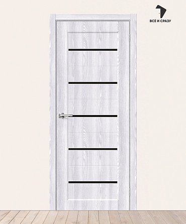 Межкомнатная дверь с экошпоном Мода-22 Black Line Riviera Ice 600х2000 мм