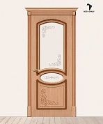 Межкомнатная шпонированная дверь Азалия со стеклом Дуб файн-лайн